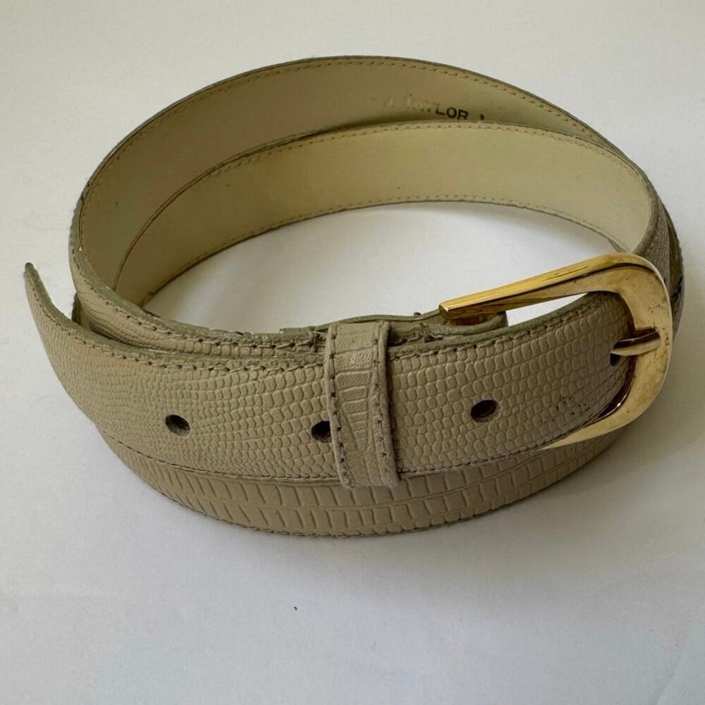 Women’s Snakeskin Embossed Genuine Leather Belt Size L Neutral Minimalist Chic